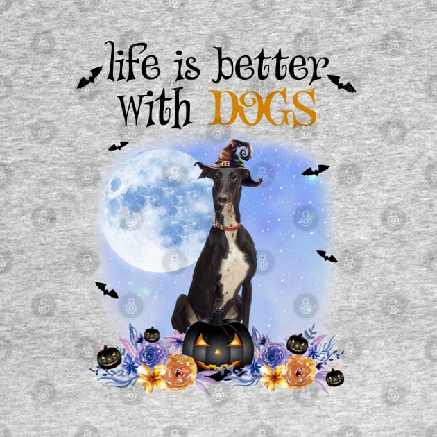 Greyhound Witch Hat Life Is Better With Dogs Halloween by cyberpunk art